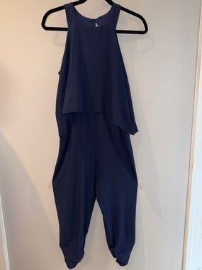 love...ady Navy Sleeveless Cropped Jumpsuit